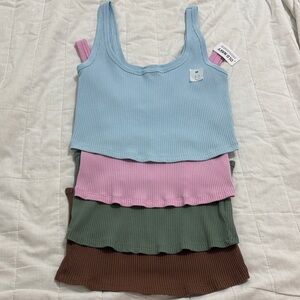 Old Navy Ribbed Tank Top Set - Blue, Pink, Green, Brown